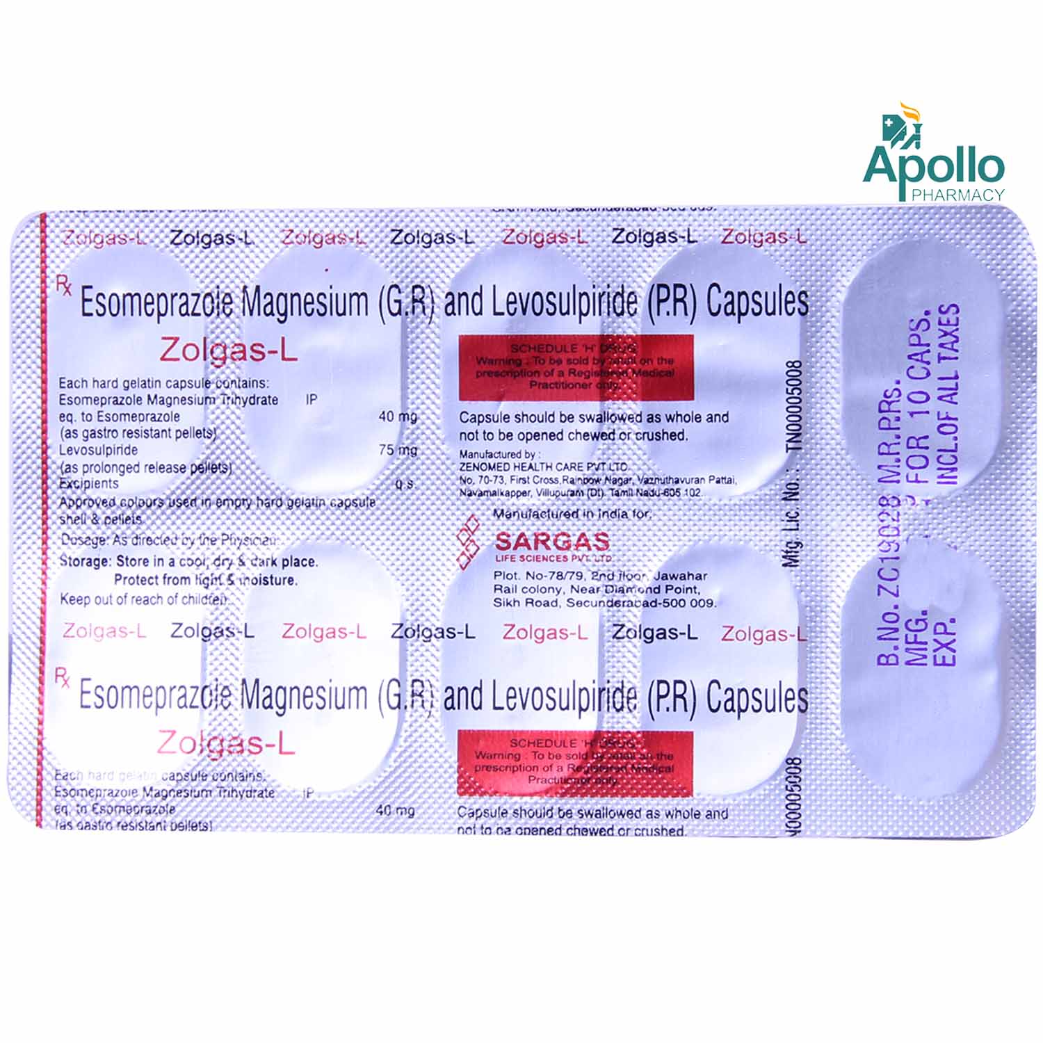 ZOLGASL CAPSULE, Pack of 10 CAPSULES ZOLGASL CAPSULE, Pack of 10 CAPSULES