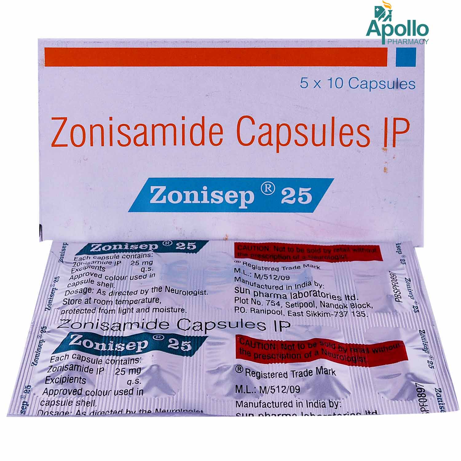 Zonisep 25 Capsule 10's, Pack of 10 CapsuleS Zonisep 25 Capsule 10's, Pack of 10 CapsuleS