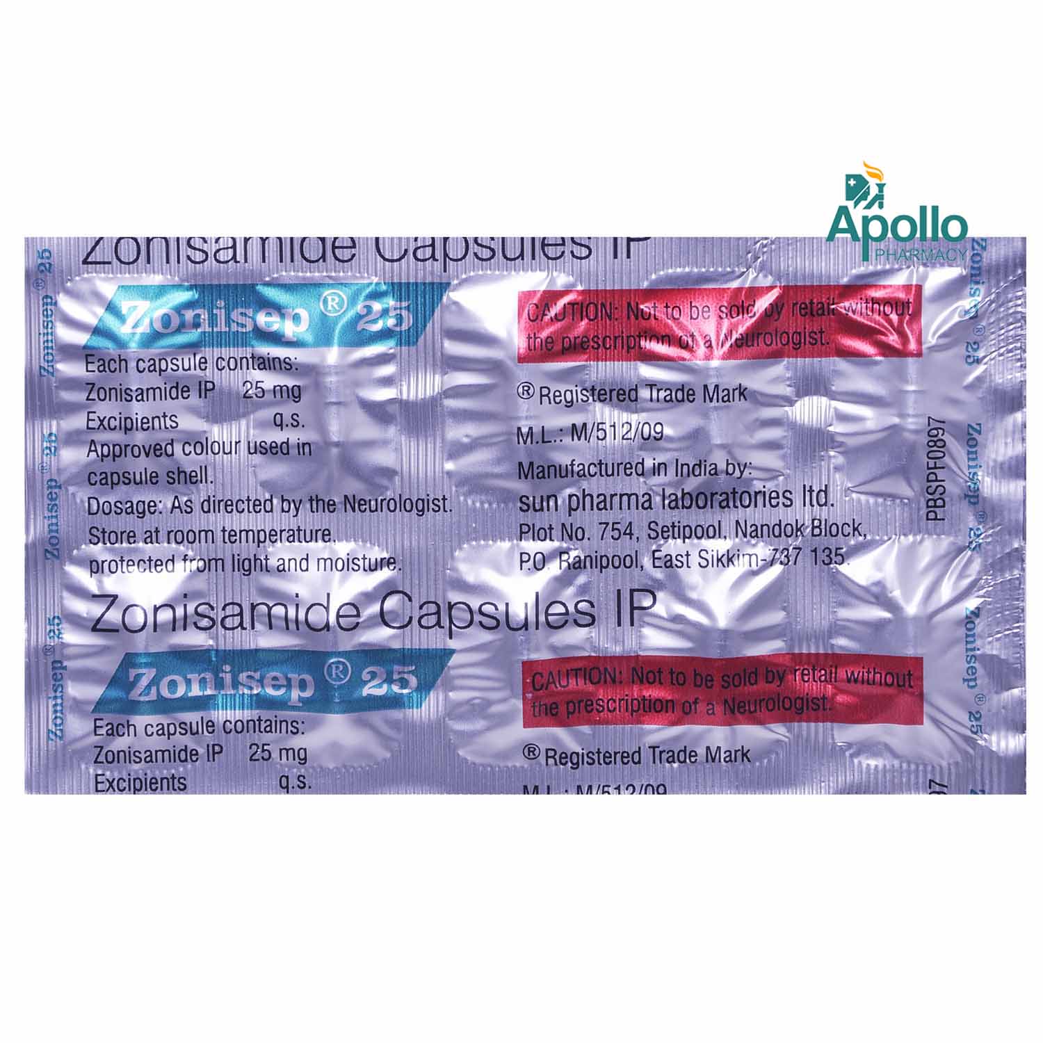 Zonisep 25 Capsule 10's, Pack of 10 CapsuleS Zonisep 25 Capsule 10's, Pack of 10 CapsuleS