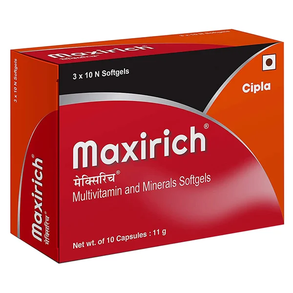 Maxirich Multivitamin &amp; Minerals Softgel, 10 Capsules, Pack of 10
