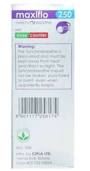 Maxiflo 250 Synchrobreathe Inhaler 120 mdi, Pack of 1 INHALER Maxiflo 250 Synchrobreathe Inhaler 120 mdi, Pack of 1 INHALER