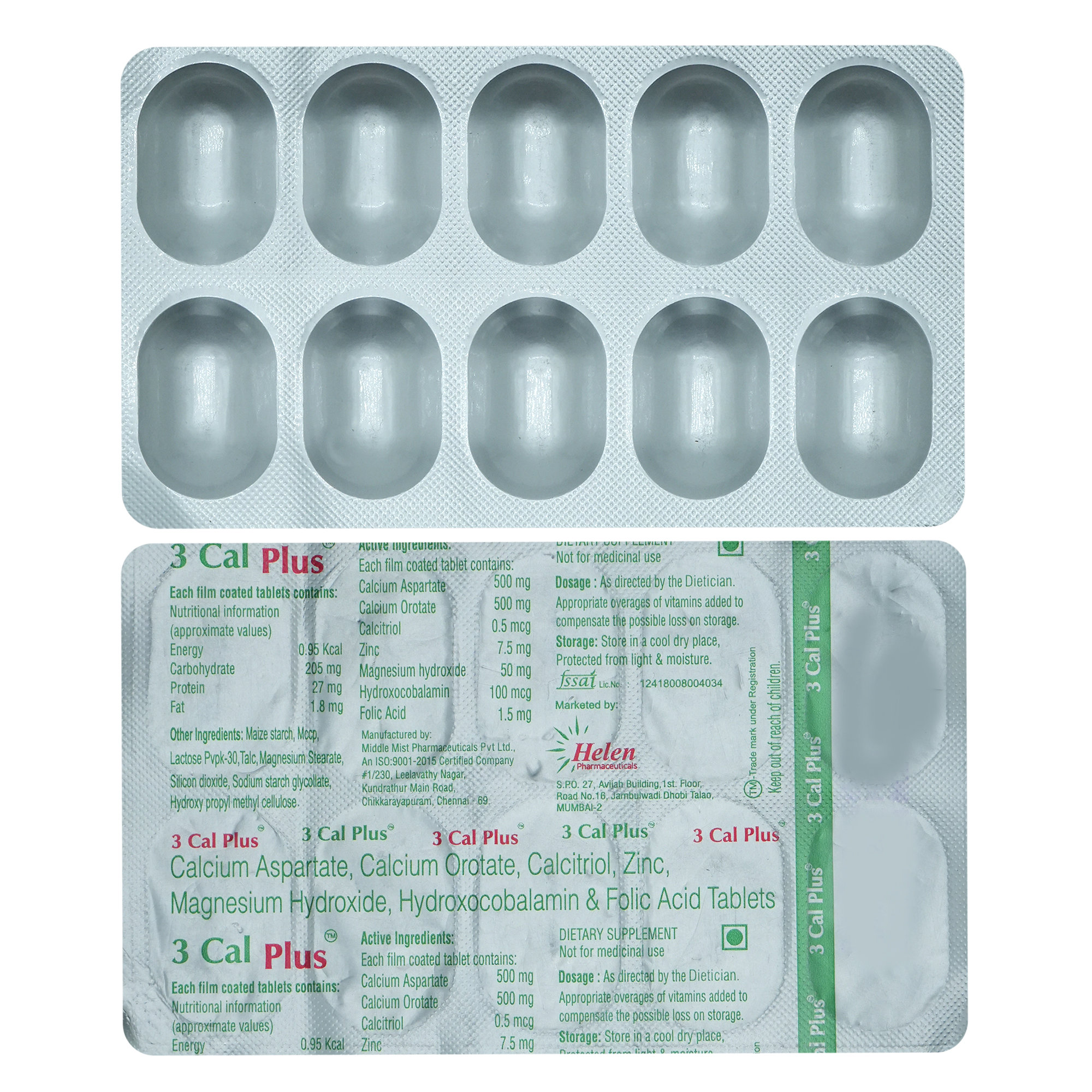 3 Cal Plus Tablet 10's, Pack of 10 TABLETS 3 Cal Plus Tablet 10's, Pack of 10 TABLETS