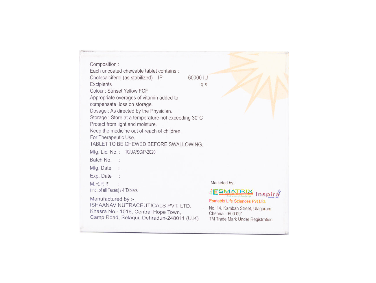 3D Forte 60K Chewable Tablet 4's, Pack of 4 3D Forte 60K Chewable Tablet 4's, Pack of 4