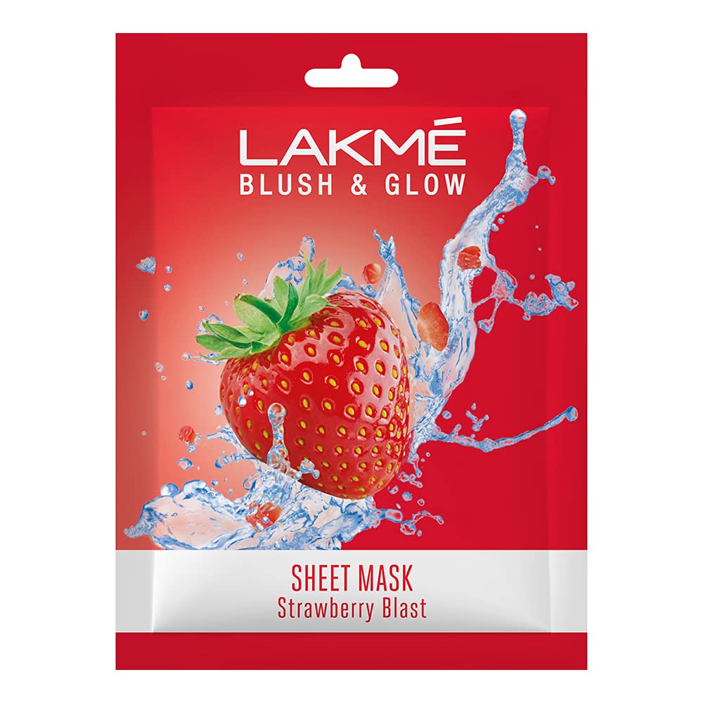 Lakme Blush & Glow Strawberry Blast Sheet Mask 25 ml | With Pure Strawberry Extract | Fruit Facial Like Glow In 15 Min | Gives Rejuvenated Feel, Pack of 1 Lakme Blush & Glow Strawberry Blast Sheet Mask 25 ml | With Pure Strawberry Extract | Fruit Facial Like Glow In 15 Min | Gives Rejuvenated Feel, Pack of 1
