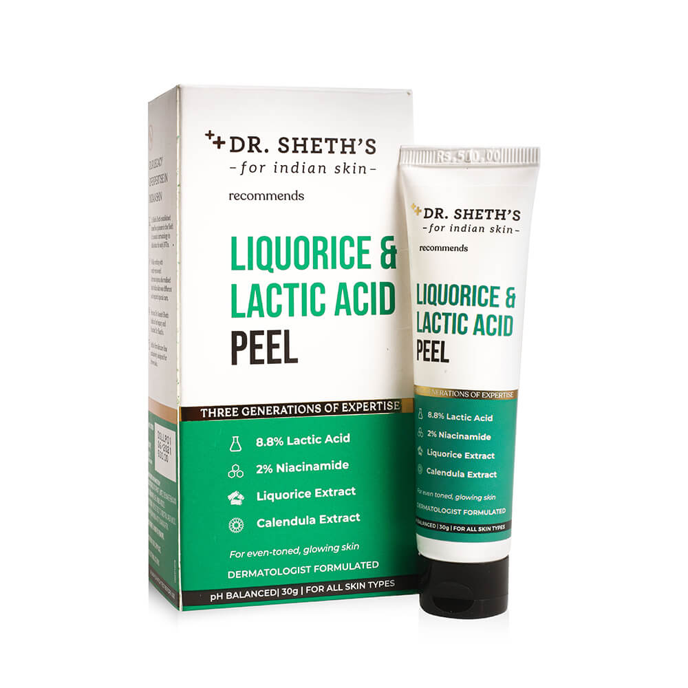 Dr. Sheth's Liquorice & Lactic Acid Peel, 30 gm | Lactic Acid, Niacinamide, Liquorice Extract & Calendula Extract | Gently Exfoliates | Gives Even Toned & Glowing Skin | pH Balanced | For All Skin Type, Pack of 1 Dr. Sheth's Liquorice & Lactic Acid Peel, 30 gm | Lactic Acid, Niacinamide, Liquorice Extract & Calendula Extract | Gently Exfoliates | Gives Even Toned & Glowing Skin | pH Balanced | For All Skin Type, Pack of 1