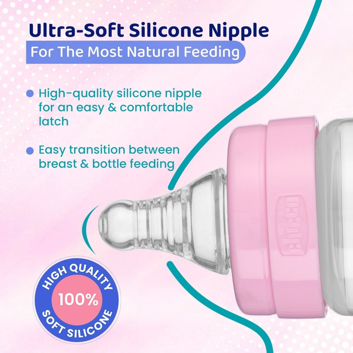 Chicco Feed Easy Anti-Colic Medium Flow Pink Color Bottle for 2+M Baby, 250 ml, Pack of 1 Chicco Feed Easy Anti-Colic Medium Flow Pink Color Bottle for 2+M Baby, 250 ml, Pack of 1