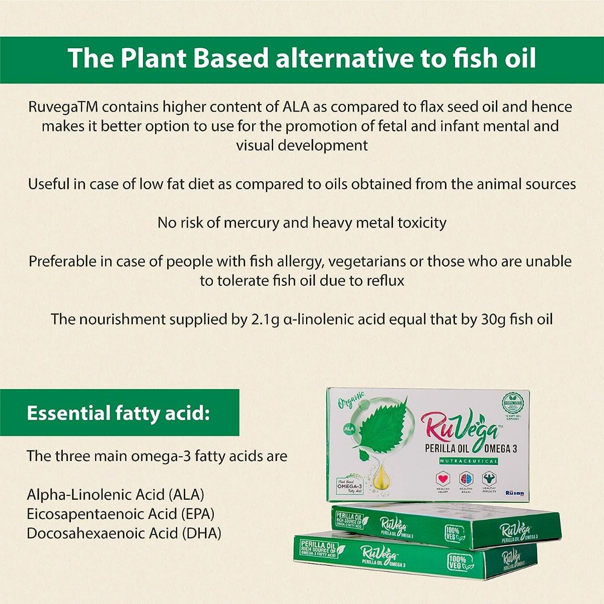 Ruvega Perilla Oil Omega 3 & 6 Softgel Capsule 10's, Pack of 10 CapsuleS Ruvega Perilla Oil Omega 3 & 6 Softgel Capsule 10's, Pack of 10 CapsuleS