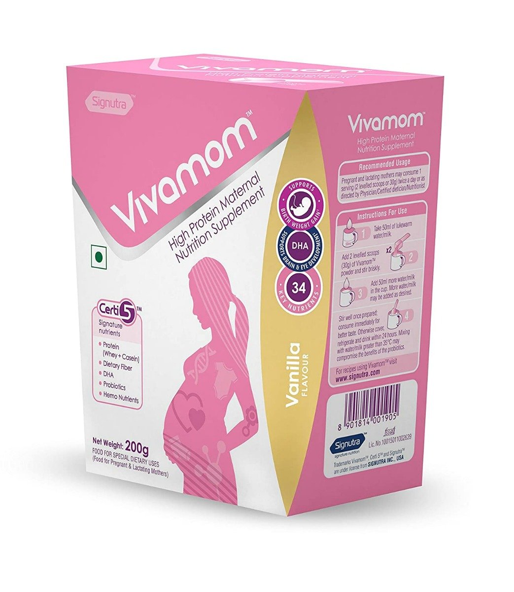 Vivamom Vanilla Flavour Powder 200 gm, Pack of 1 Vivamom Vanilla Flavour Powder 200 gm, Pack of 1