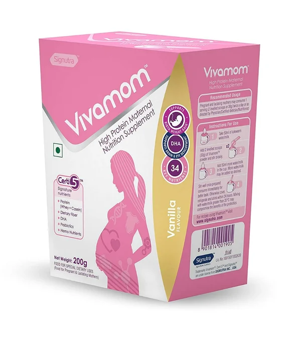 Vivamom Vanilla Flavour Powder 200 gm, Pack of 1