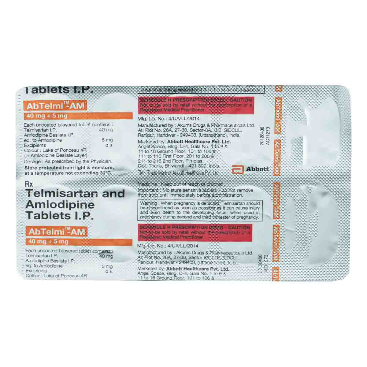 Abtelmi-Am 40/5Mg Tab 10'S, Pack of 10 TABLETS Abtelmi-Am 40/5Mg Tab 10'S, Pack of 10 TABLETS
