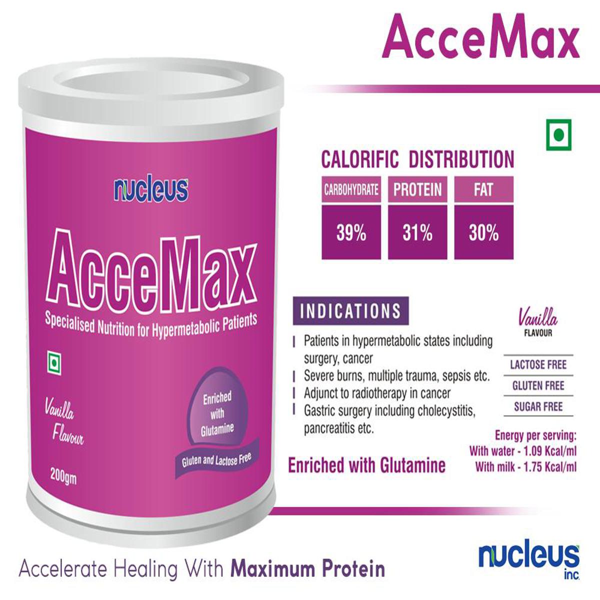Accemax 200Gm Vanilla Flav Powder, Pack of 1 Powder Accemax 200Gm Vanilla Flav Powder, Pack of 1 Powder