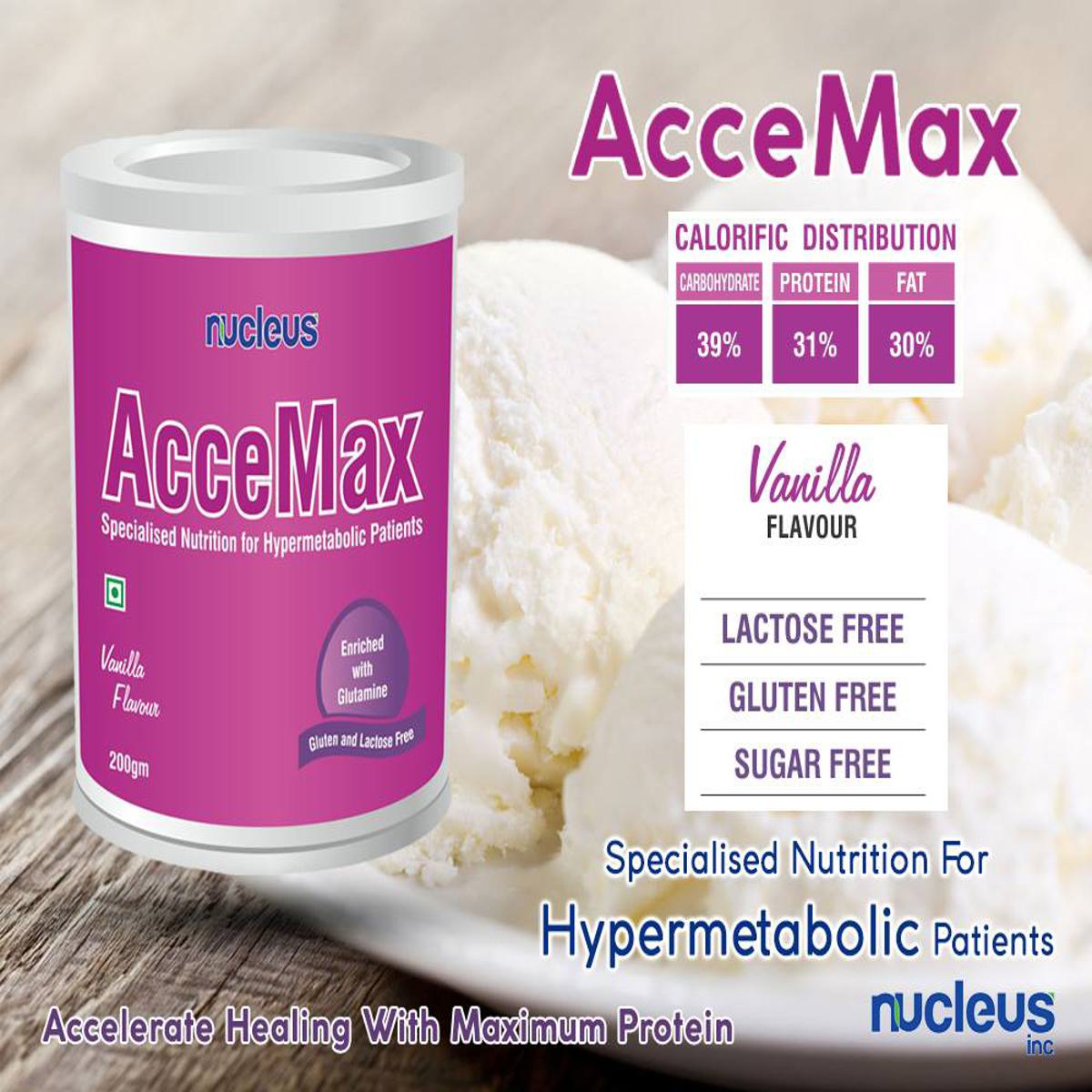 Accemax 200Gm Vanilla Flav Powder, Pack of 1 Powder Accemax 200Gm Vanilla Flav Powder, Pack of 1 Powder