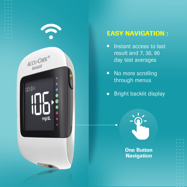 Accu-Chek Instant Wireless Blood Glucose Monitoring System With 10 Free Test Strips, 1 Kit, Pack of 1 Accu-Chek Instant Wireless Blood Glucose Monitoring System With 10 Free Test Strips, 1 Kit, Pack of 1