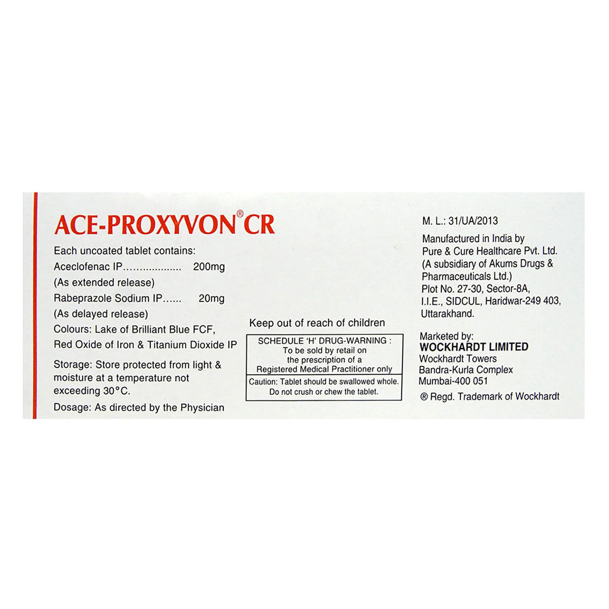 Buy Ace-Proxyvon CR Tablet 10's Online