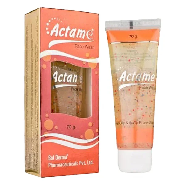 Actame Face Wash 70 ml | Gentle Face Cleanser | Clear Excess Oil, Dirt, Dead Skin Cells | For Oily &amp; Acne Prone Skin, Pack of 1