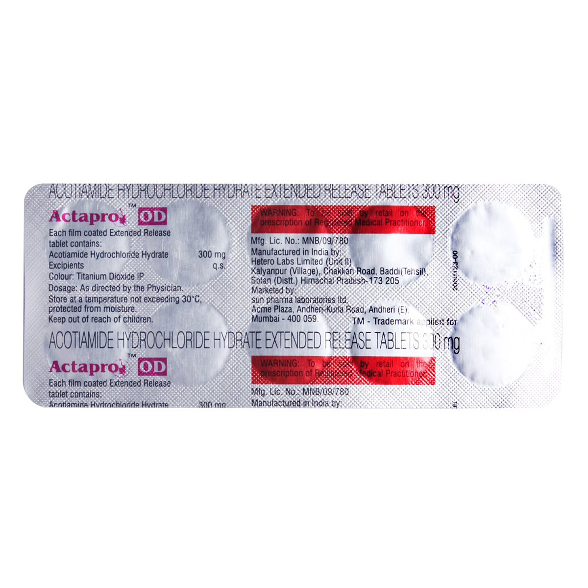 Actapro OD Tablet 10's, Pack of 10 TABLETS Actapro OD Tablet 10's, Pack of 10 TABLETS