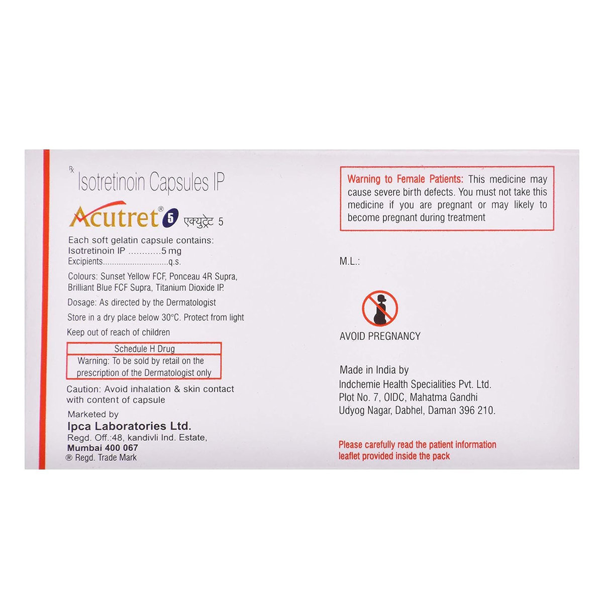 Acutret 5 Capsule 10's, Pack of 10 CAPSULES Acutret 5 Capsule 10's, Pack of 10 CAPSULES