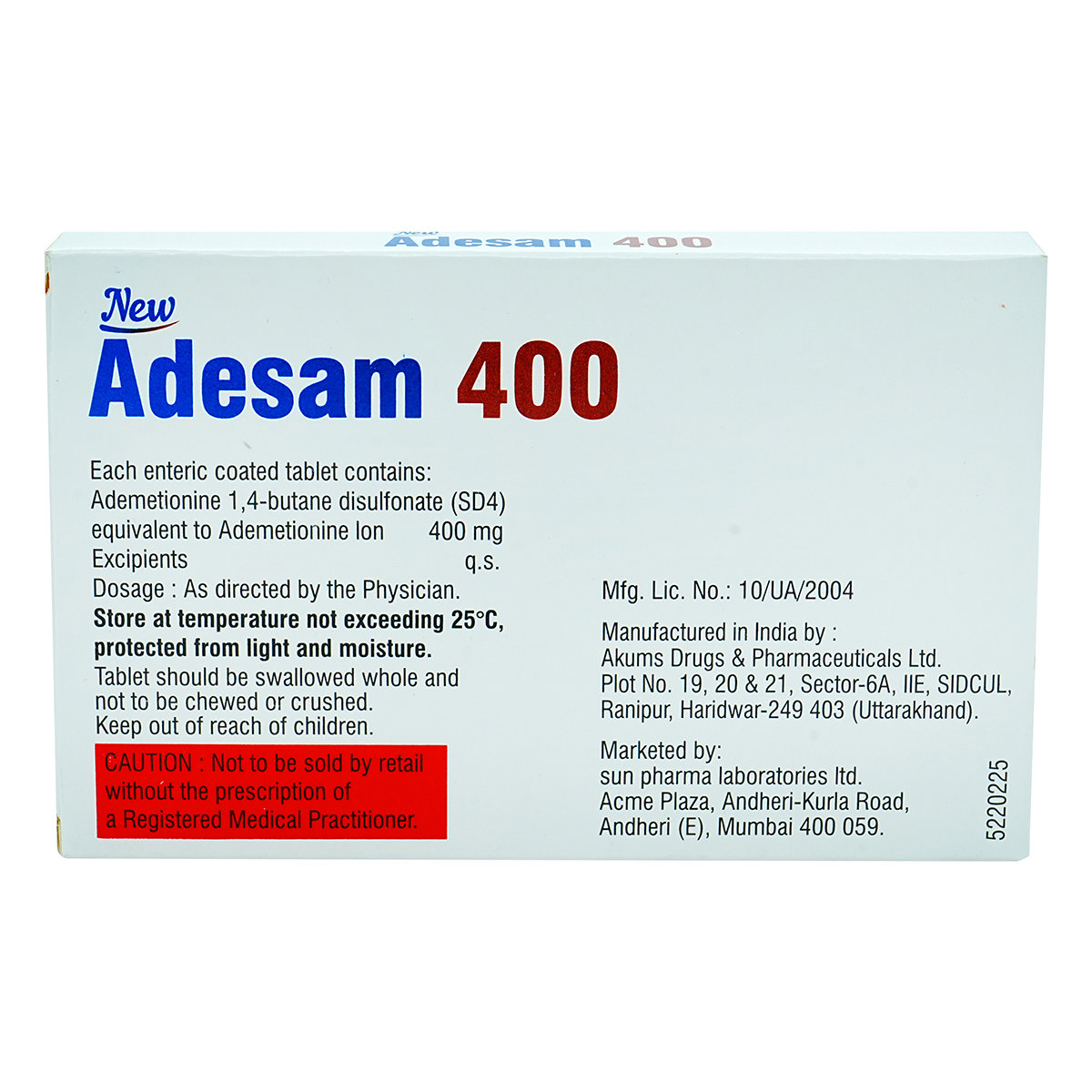 Adesam 400 New Tablet 10's, Pack of 10 TABLETS Adesam 400 New Tablet 10's, Pack of 10 TABLETS