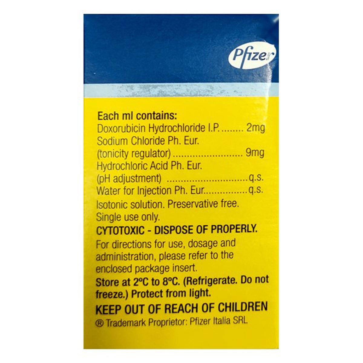 Adriamycin 50 mg Injection 1's, Pack of 1 INJECTION Adriamycin 50 mg Injection 1's, Pack of 1 INJECTION