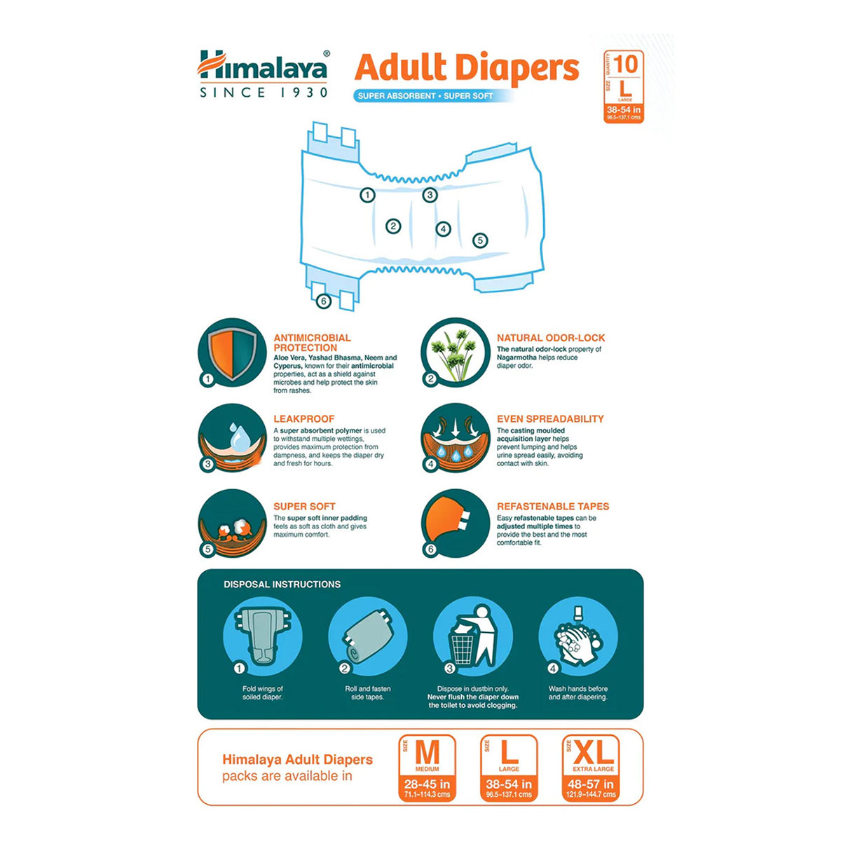 Himalaya Adult Diapers Medium, 10 Count, Pack of 1 Himalaya Adult Diapers Medium, 10 Count, Pack of 1