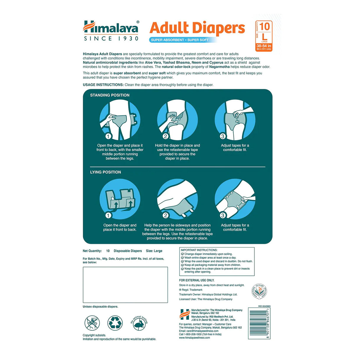 Himalaya Adult Diapers Medium, 10 Count, Pack of 1 Himalaya Adult Diapers Medium, 10 Count, Pack of 1