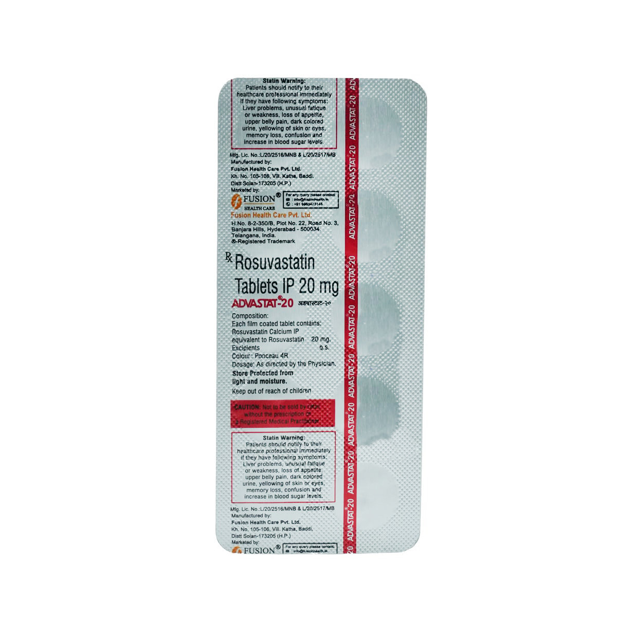 Advastat-20 Tablet 10's, Pack of 10 TABLETS Advastat-20 Tablet 10's, Pack of 10 TABLETS