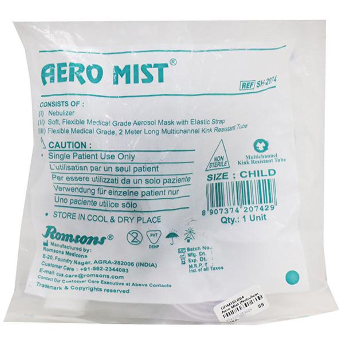 Romsons Aero Mist Neonate SH-2074 Nebulizer, 1 Count, Pack of 1 Romsons Aero Mist Neonate SH-2074 Nebulizer, 1 Count, Pack of 1