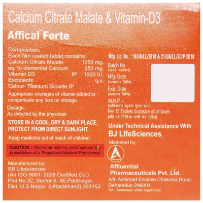 Affical Forte Tablet 15's, Pack of 15 TABLETS