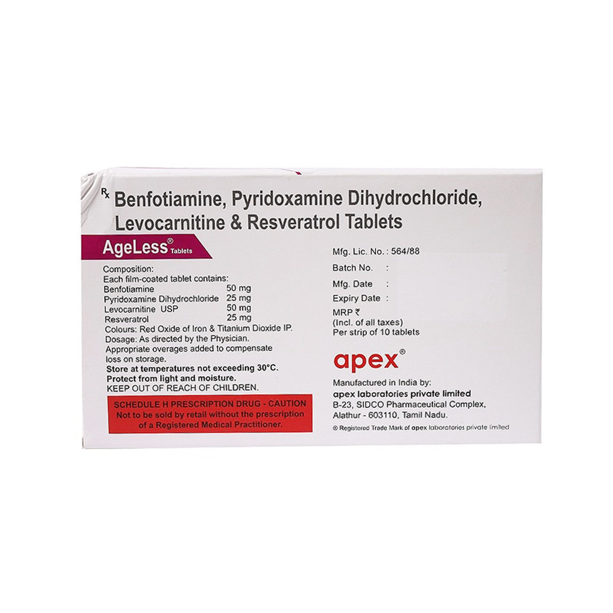 Ageless Tablet 10's, Pack of 10 TABLETS Ageless Tablet 10's, Pack of 10 TABLETS