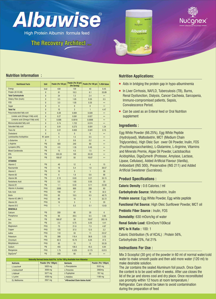 Albuwise Vanilla Powder 300 gm, Pack of 1 Albuwise Vanilla Powder 300 gm, Pack of 1