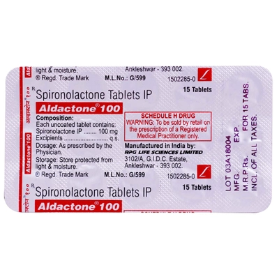 Aldactone 100 Tablet 15's, Pack of 15 TABLETS