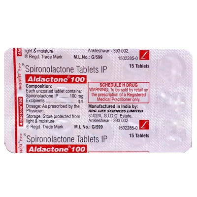 Aldactone 100 Tablet 15's, Pack of 15 TABLETS