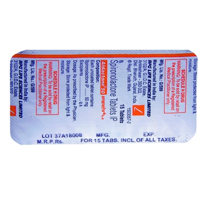 Aldactone 50 Tablet 15's, Pack of 15 TABLETS