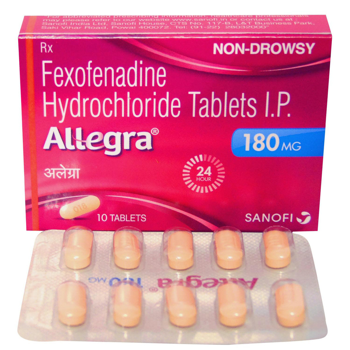 Allegra 180 mg Tablet 10's, Pack of 10 TABLETS Allegra 180 mg Tablet 10's, Pack of 10 TABLETS