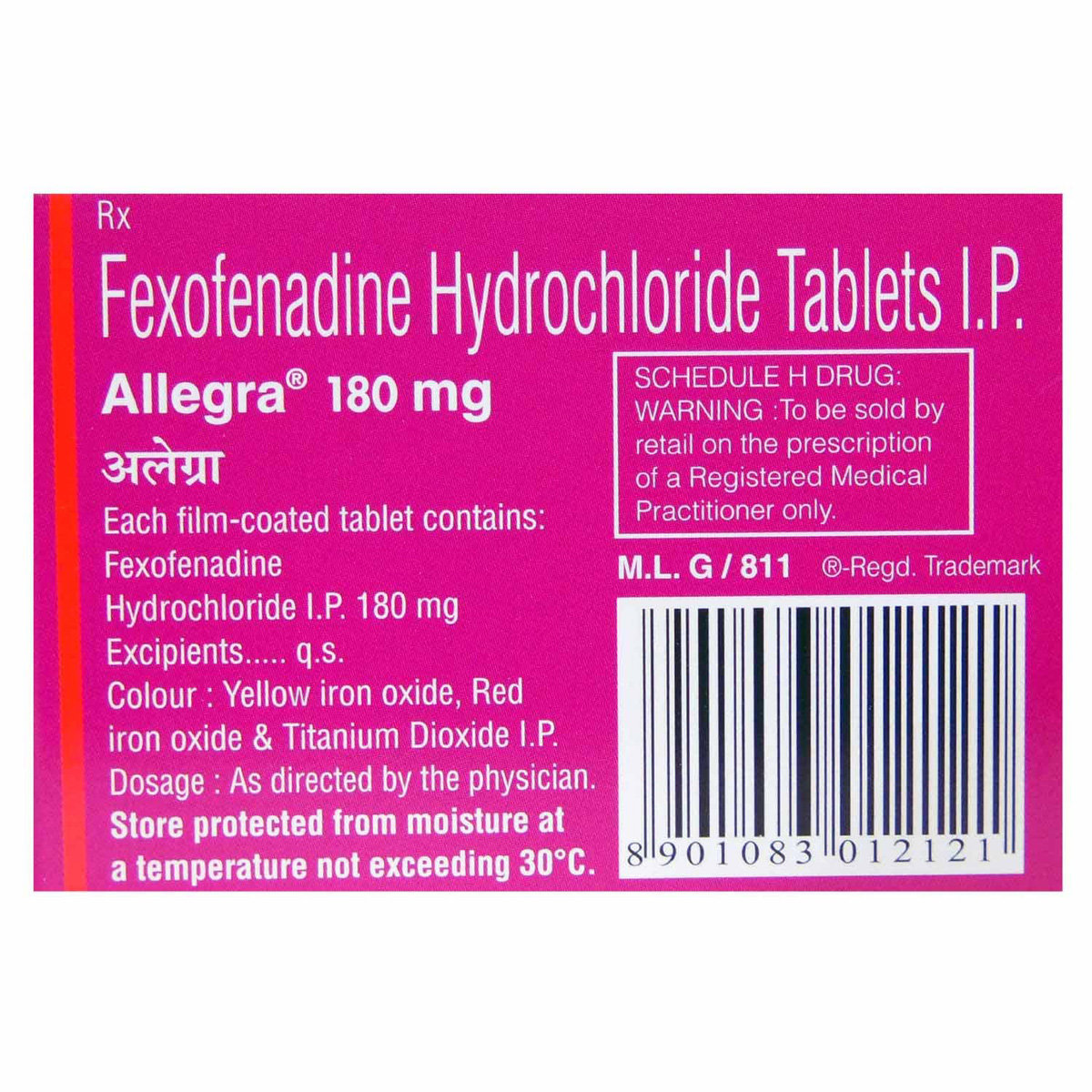 Allegra 180 mg Tablet 10's, Pack of 10 TABLETS Allegra 180 mg Tablet 10's, Pack of 10 TABLETS