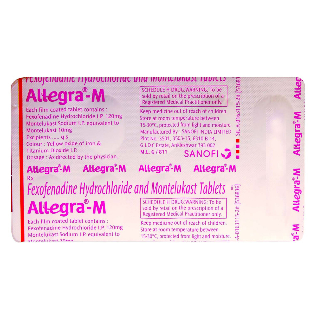 Allegra-M 120 mg/10 mg Tablet 10's, Pack of 10 TABLETS Allegra-M 120 mg/10 mg Tablet 10's, Pack of 10 TABLETS
