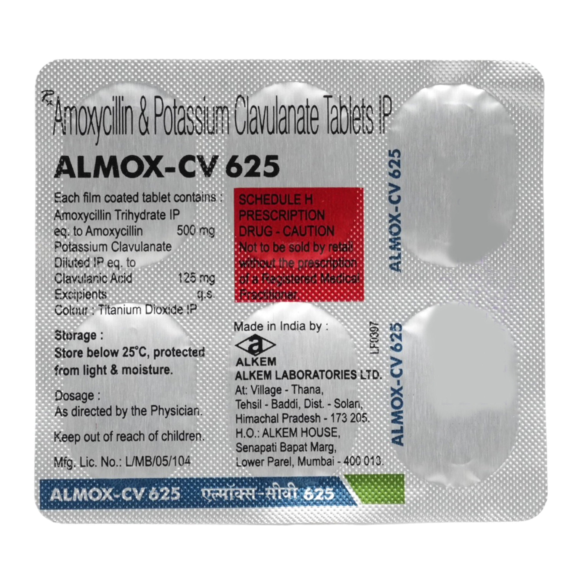 Almox-CV 625 Tablet 6's, Pack of 6 TABLETS Almox-CV 625 Tablet 6's, Pack of 6 TABLETS