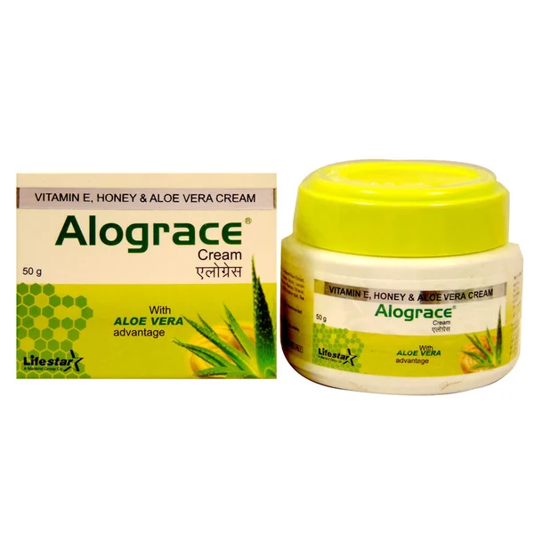 Alograce Cream 50 gm | Vitamin E, Honey &amp; Aloevera | Lightens Dark Spots &amp; Marks | For Dry Skin, Pack of 1