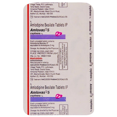 Amlovas-5 Tablet 15's, Pack of 15 TABLETS