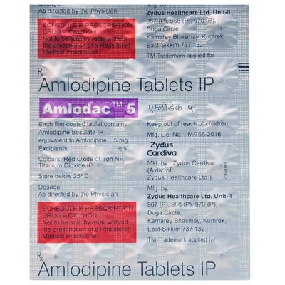 Amlodac 5 Tablet 30's, Pack of 30 TABLETS