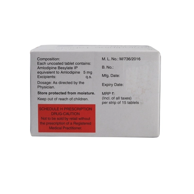 Amlosafe 5 Tablet 15's, Pack of 15 TABLETS