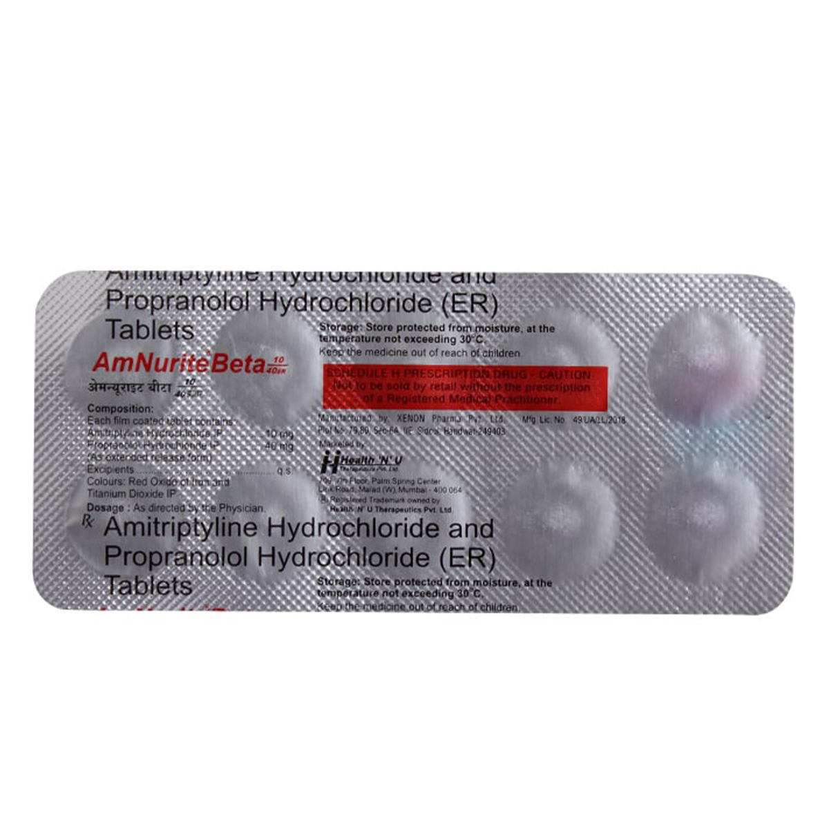 Buy Amnurite Beta 10/40mg Er Tablet 10's Online