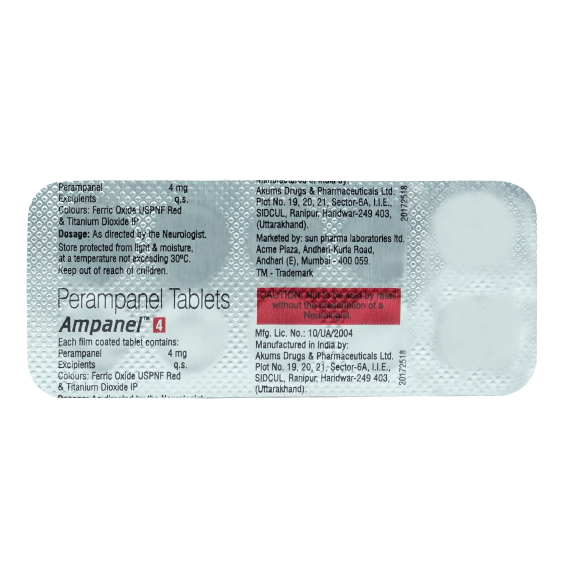 Ampanel 4 Tablet 10's, Pack of 10 TABLETS Ampanel 4 Tablet 10's, Pack of 10 TABLETS