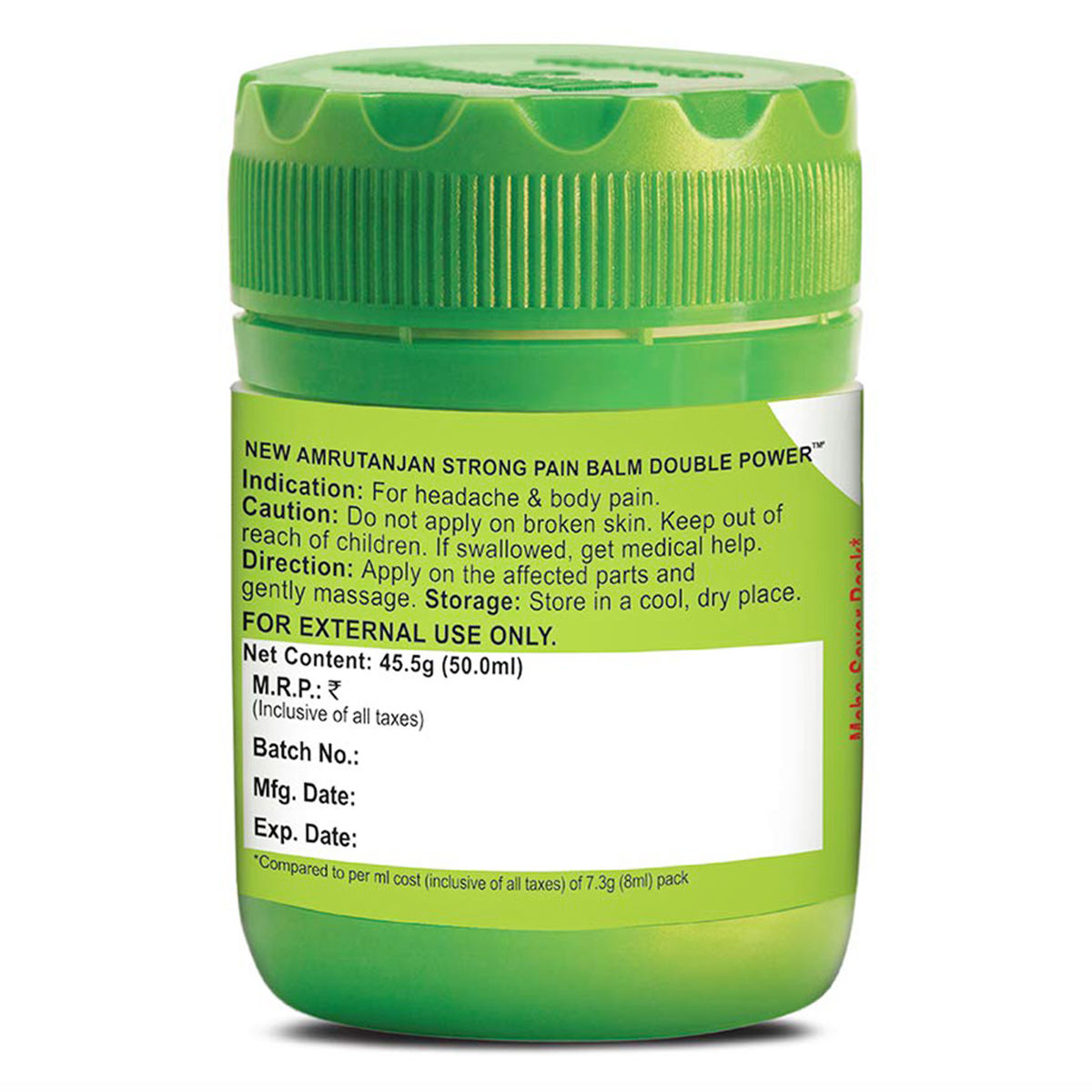 Amrutanjan Double Power Strong Pain Balm, 50 ml, Pack of 1 Amrutanjan Double Power Strong Pain Balm, 50 ml, Pack of 1