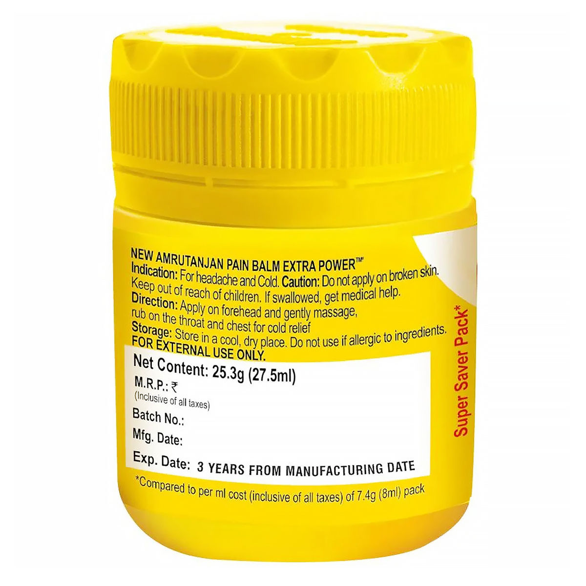 Amrutanjan Extra Power Pain Balm, 27.5 ml, Pack of 1 Amrutanjan Extra Power Pain Balm, 27.5 ml, Pack of 1