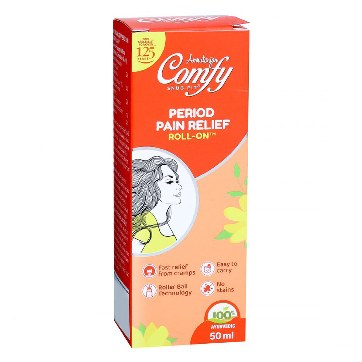 Amrutanjan Comfy Period Pain Relief Roll On, 50 ml, Pack of 1 Amrutanjan Comfy Period Pain Relief Roll On, 50 ml, Pack of 1