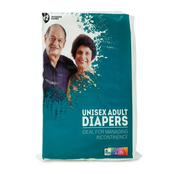 Apollo Life Unisex Adult Diapers Medium, 2 Count, Pack of 1