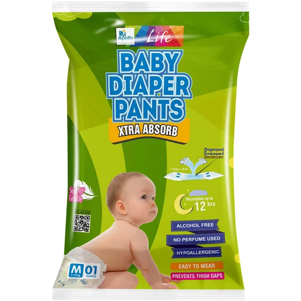 Apollo Life Baby Diaper Pants Medium, 1 Count, Pack of 1
