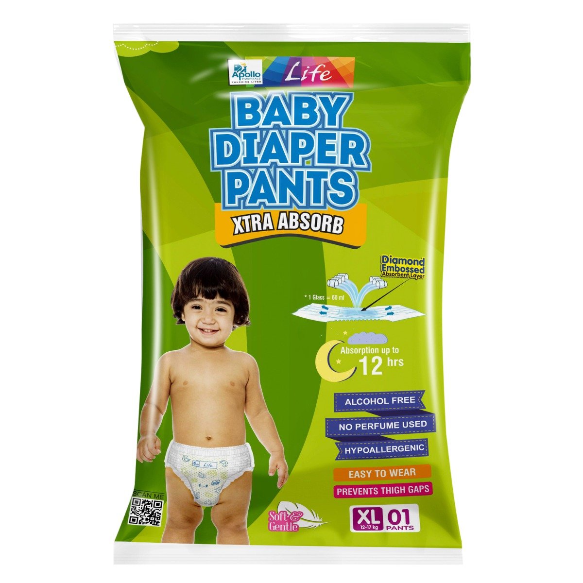 Apollo Life Baby Diaper Pants XL, 1 Count, Pack of 1 Apollo Life Baby Diaper Pants XL, 1 Count, Pack of 1