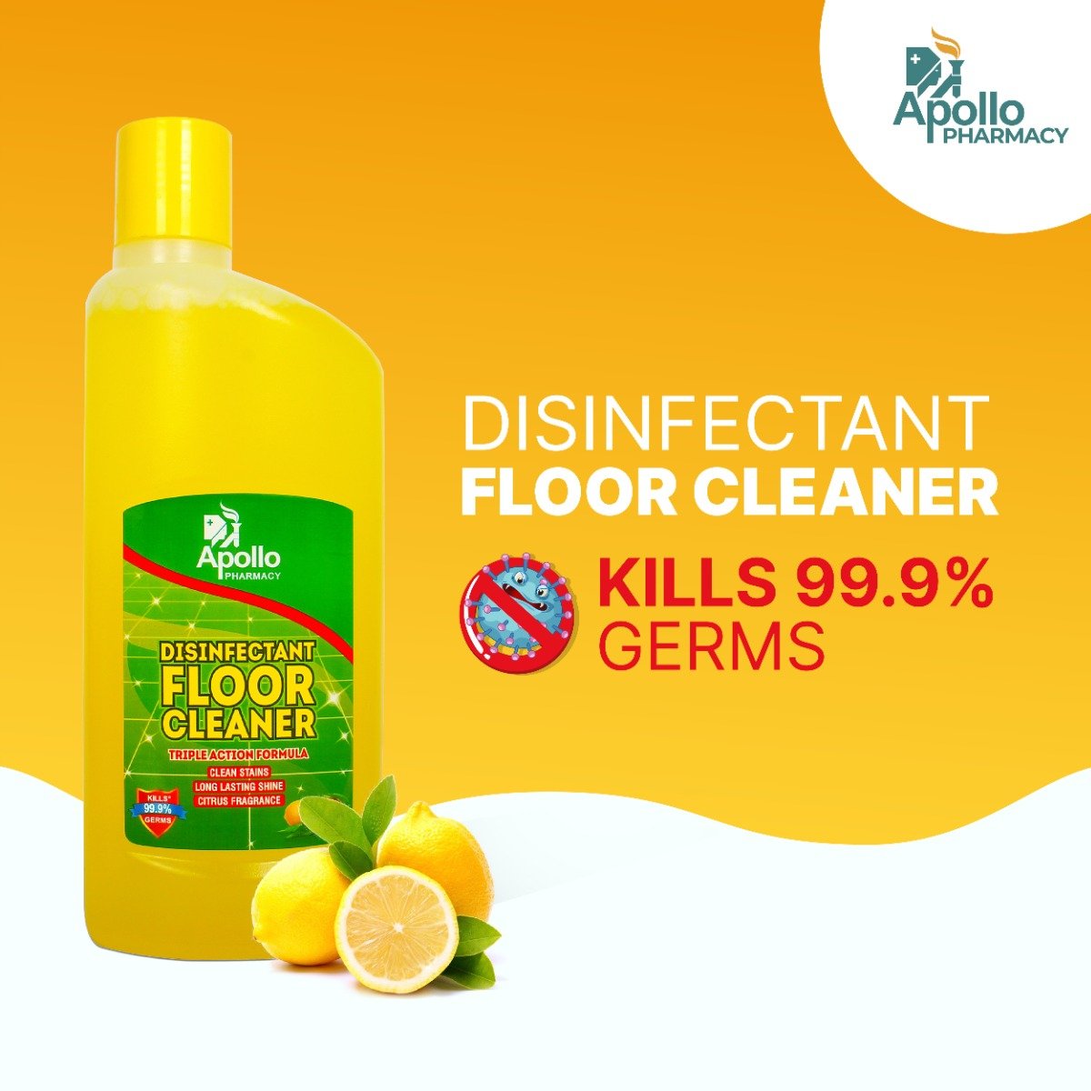 Apollo Pharmacy Disinfectant Floor Cleaner, 800 ml (2x400 ml), Pack of 2 Apollo Pharmacy Disinfectant Floor Cleaner, 800 ml (2x400 ml), Pack of 2